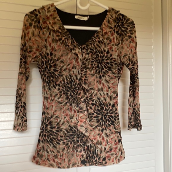 Beautiful Pink/Brown/Black blouse - Picture 1 of 4